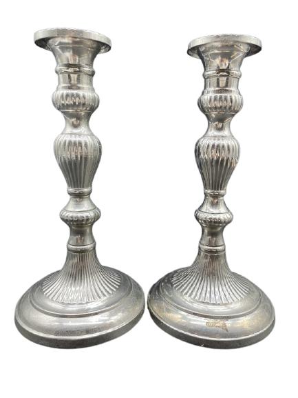 PAIR OF SILVER CANDLESTICKS 9" (1 of 2)