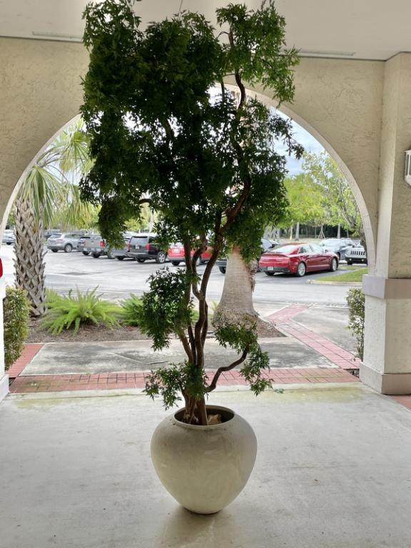 LARGE CERAMIC OUTDOOR PLANTER & FAUX TREE 100" (1 of 2)