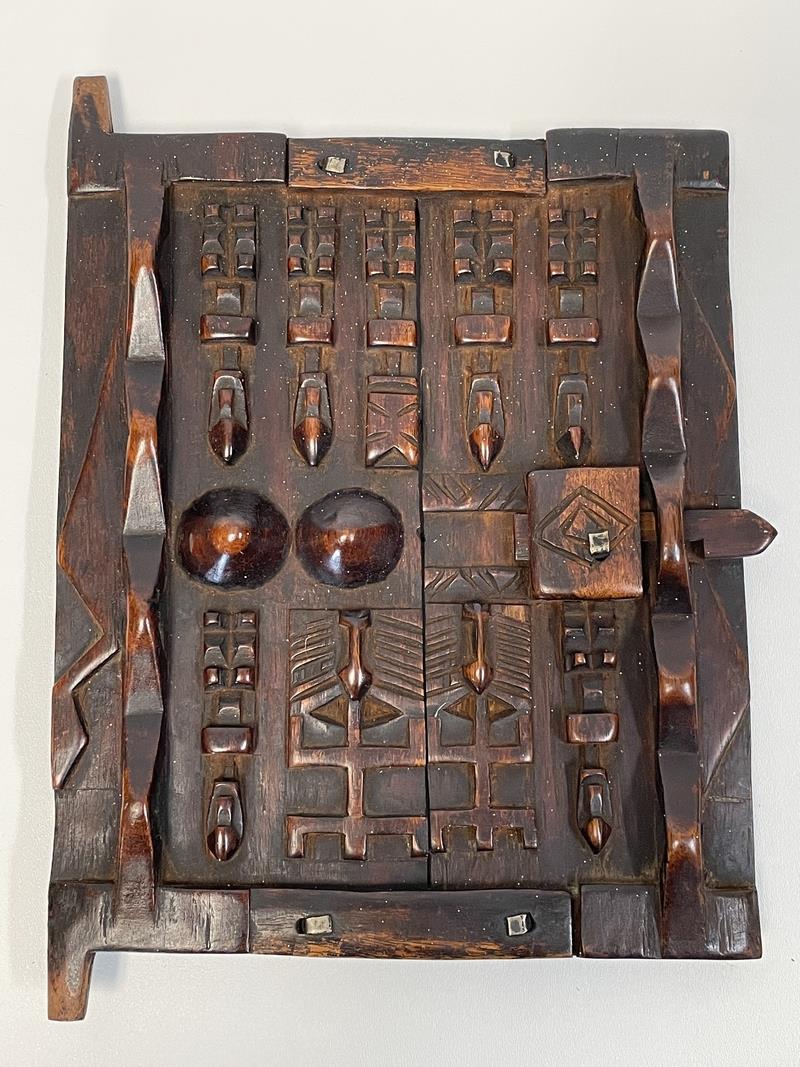 KENYAN CARVED WOOD WINDOW HATCH 11" (1 of 3)