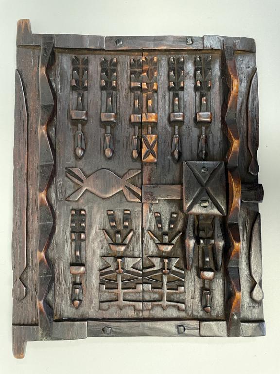 KENYAN CARVED WOOD WINDOW HATCH 14" (1 of 2)