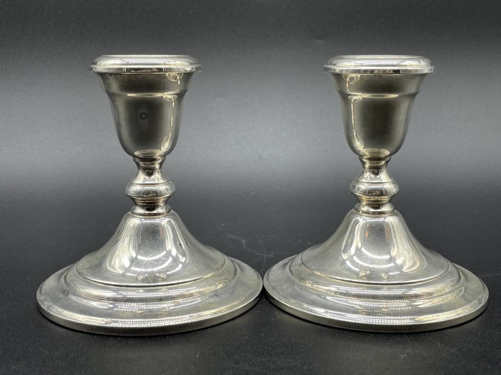 PAIR OF SILVER CANDLESTICKS 4.5" (1 of 5)