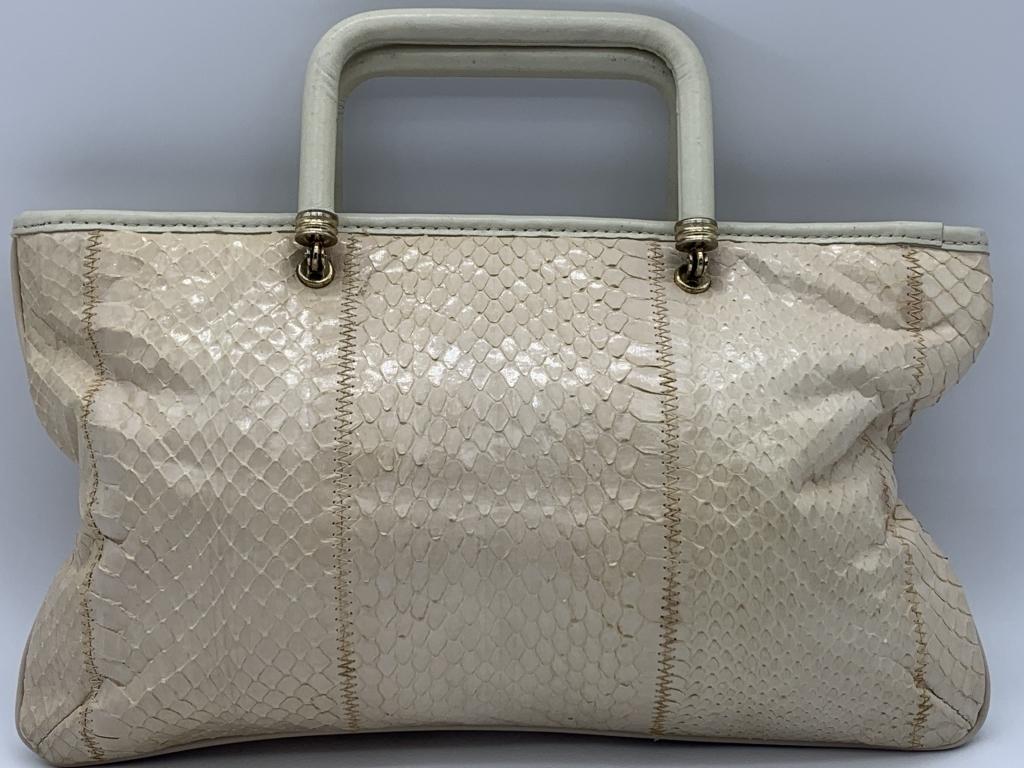 WHITE SNAKESKIN LEATHER HANDBAG (1 of 6)