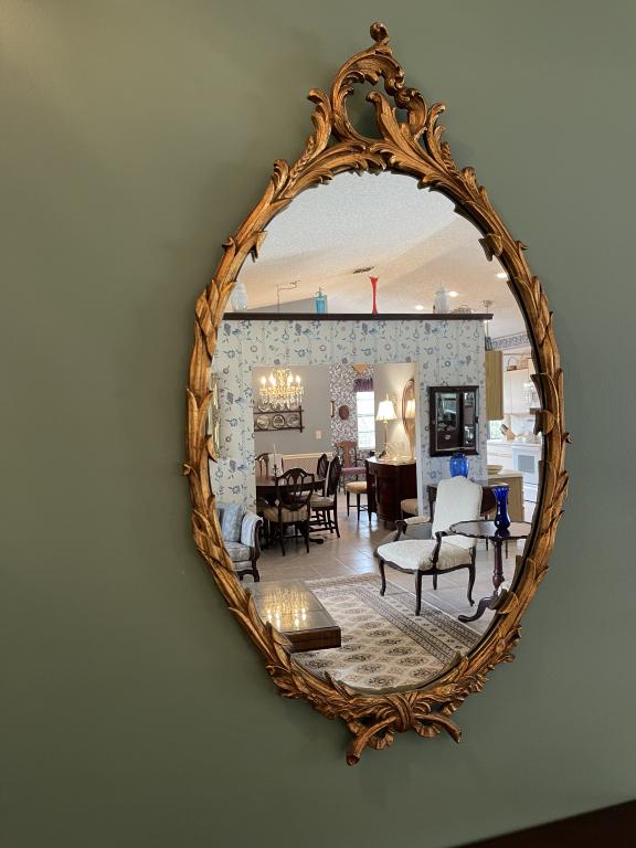 VTG  OVAL GOLD GILT MIRROR (1 of 5)