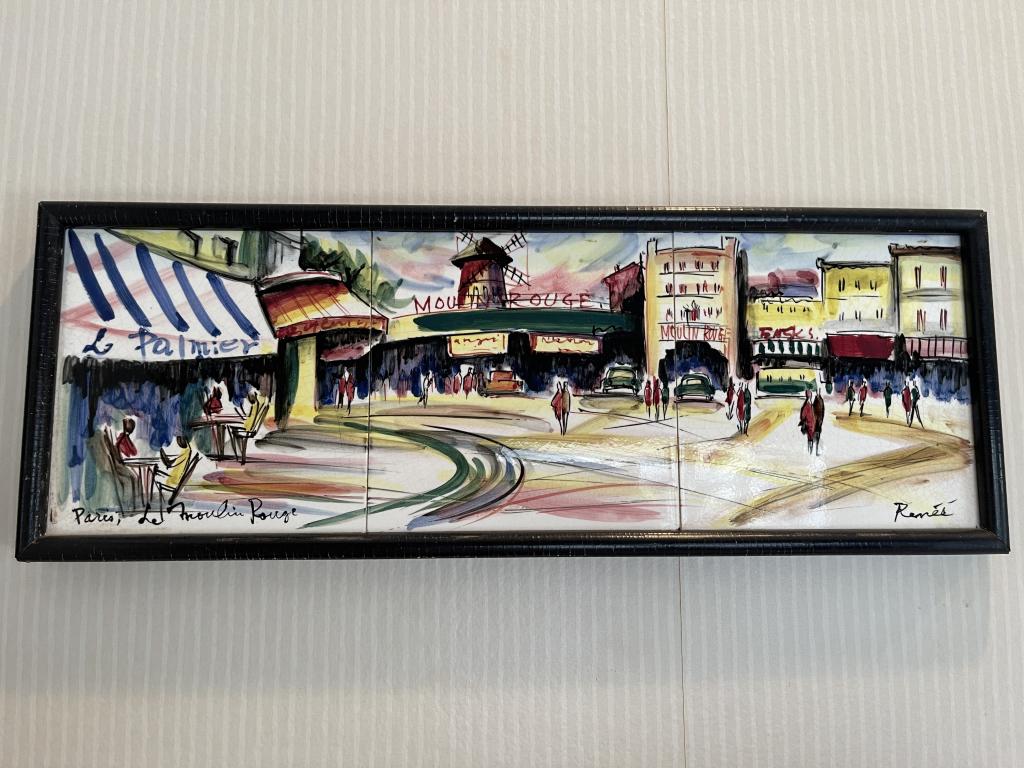 VTG RENEE PARIS "LE MOULIN ROUGE" FRAMED TILES (1 of 2)