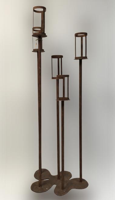 RUSTIC FREE FORM METAL FLOOR CANDLE HOLDER 54" (1 of 5)