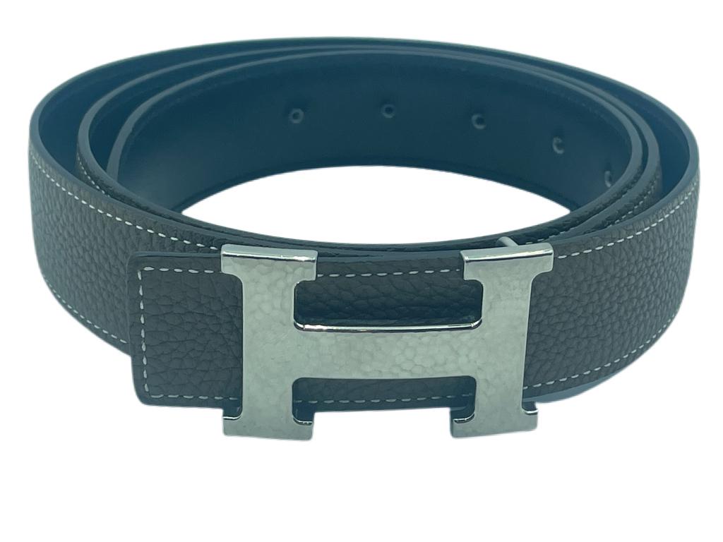 HERMES TAUPE LEATHER LOGO BELT 47" LUXURY DESIGNER (1 of 3)