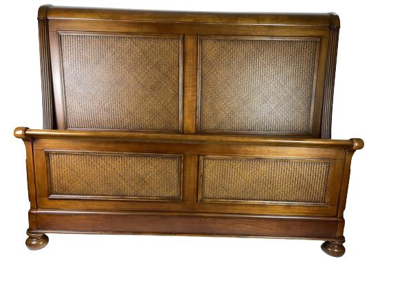 TOMMY BAHAMA STYLE KING SIZE BED: TOMMY BAHAMA STYLE KING SIZE BED -COMPLETE WITH SIDE RAILS (NOT SHOWN)