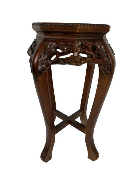 VTG MARBLE TOP PLANT WOODEN TABLE 24.5" (1 of 5)