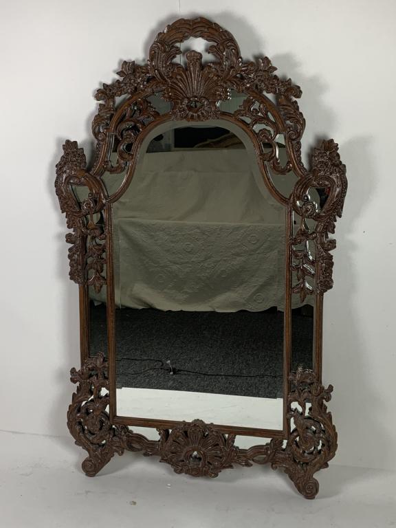 VINTAGE LARGE CARVED MIRROR 62" (1 of 5)