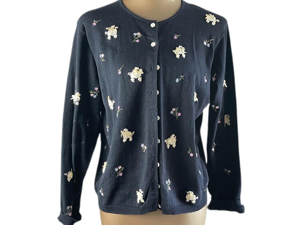 ADORABLE "IN THE COMPANY OF DOGS" POODLE SWEATER: ADORABLE "IN THE COMPANY OF DOGS" POODLE SWEATER -SZ L