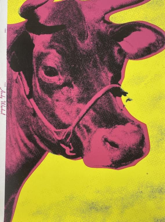 AFTER ANDY WARHOL PINK COW ON YELLOW SERIGRAPH 45" (1 of 3)