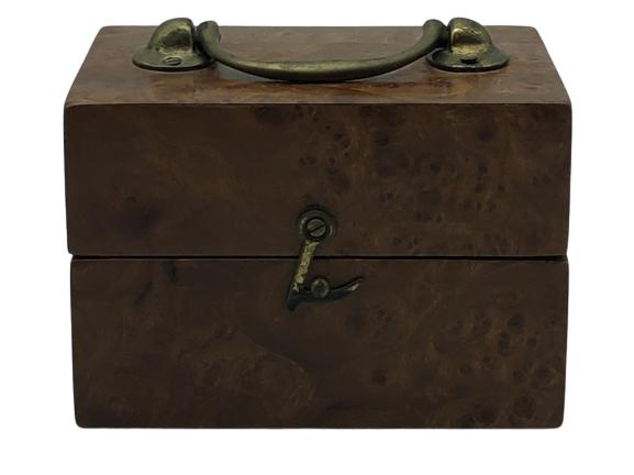 ANTIQUE BURLWOOD AND BRASS BOX 5" (1 of 6)