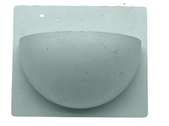 LOUIS POULSEN MODERN DOME EXTERIOR WALL SCONCE: LOUIS POULSEN MODERN DOME EXTERIOR WALL SCONCE. DENMARK-8 X 9.5 X 6"-VERY GOOD CONDITION WEAR CONSISTENT WITH AGE AND USE