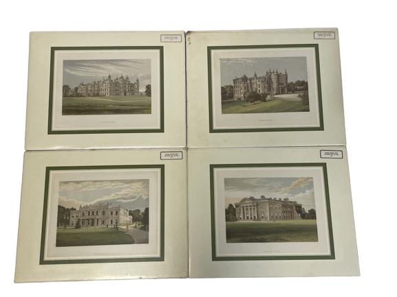SET OF 4 ANTIQUE PRINTS OF ENGLISH COUNTRY HOMES (1 of 6)