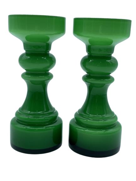 PAIR OF LARGE VTG CASED GLASS CANDLESTICKS 8" (1 of 4)