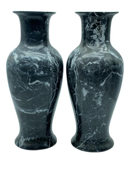 PAIR OF LARGE VINTAGE FAUX MARBLE VASES 17" (1 of 6)