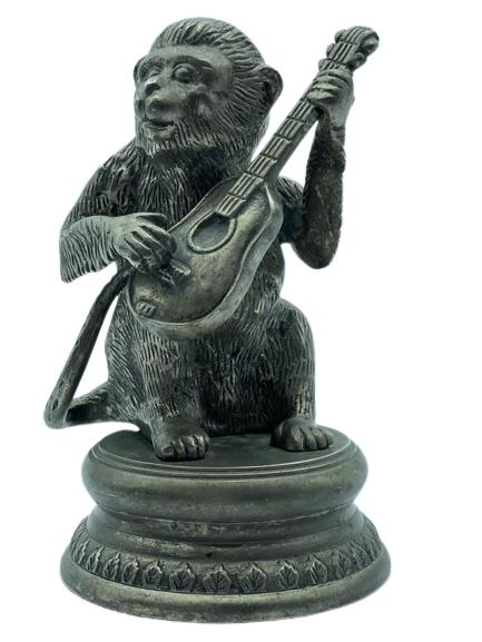 BRONZE SINGERIE MONKEY PLAYING GUITAR STATUE 7" (1 of 4)
