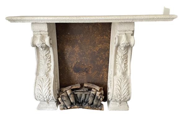 REGENCY STYLE CAST STONE FIREPLACE MANTEL & LOG (1 of 9)