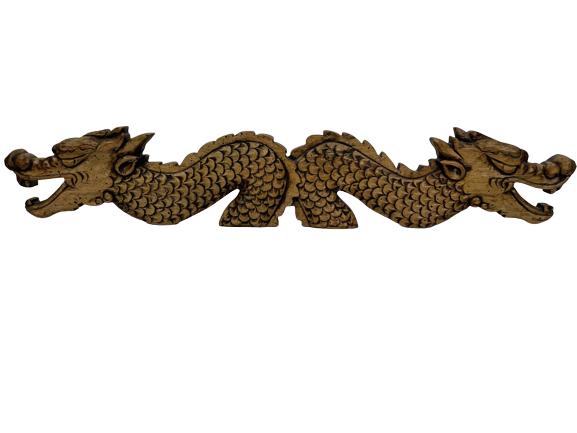 VINTAGE CARVED WOOD ASIAN DRAGON WALL ART PLAQUE (1 of 5)