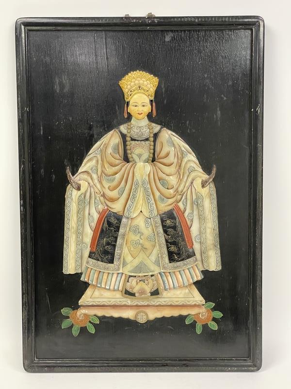 CARVED STONE INLAY CHINESE EMPRESS WALL ART 35" (1 of 6)