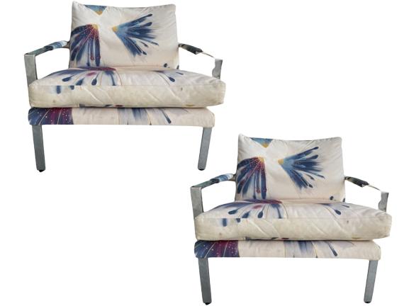 BAUGHMAN STYLE CHROME STEEL SIDE CHAIRS 32" (1 of 4)