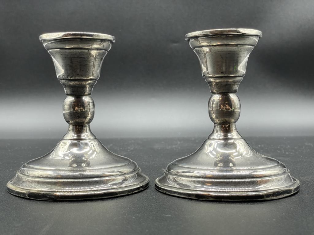 PAIR OF EL SIL CO  STERLING SILVER CANDLESTICKS 4" (1 of 4)