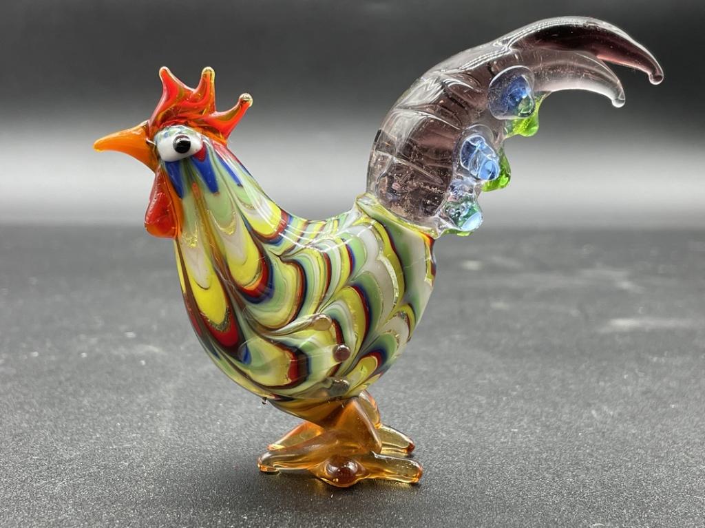 VINTAGE MURANO ART GLASS ROOSTER FIGURINE 4" (1 of 2)