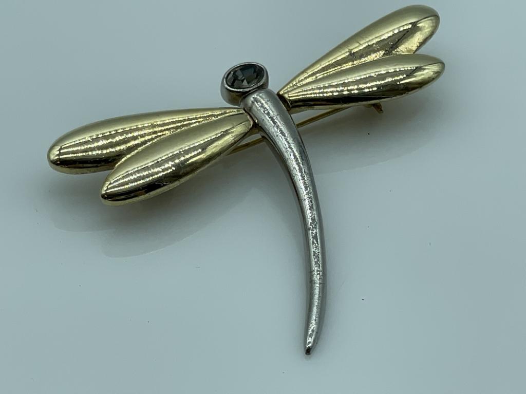 VINTAGE DRAGONFLY BROOCH PIN 2" (1 of 5)