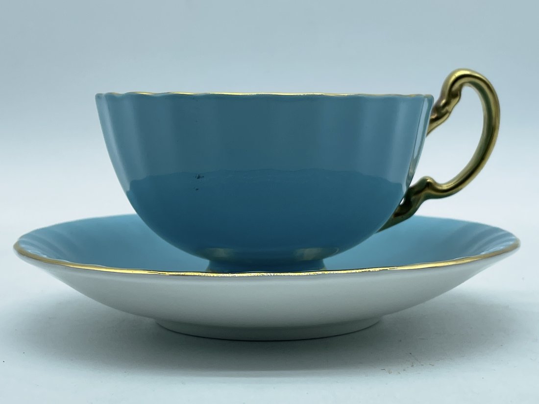 AYNSLEY TURQUISE CUP/SAUCER (1 of 4)