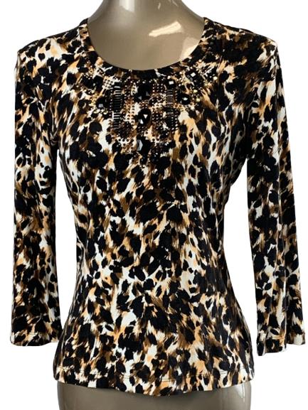 ST JOHN LEOPARD PRINTED WOMEN TOP SIZE S (1 of 4)