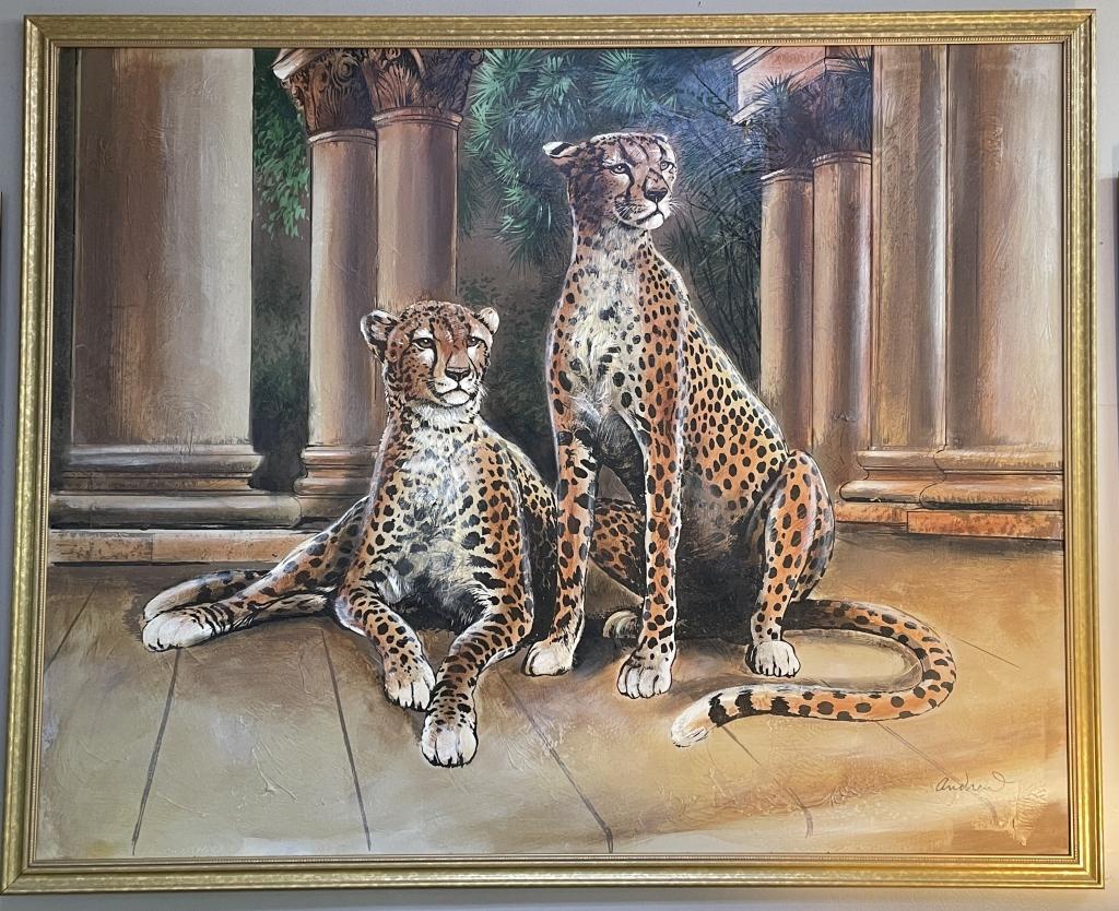 LARGE CHEETAH OIL PAINTING 63" (1 of 7)