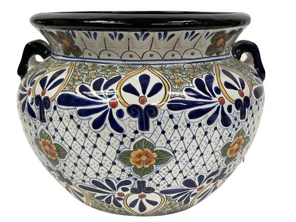 LARGE TERRACOTTA TALAVERA HAND PAINTED PLANTER 16" (1 of 5)
