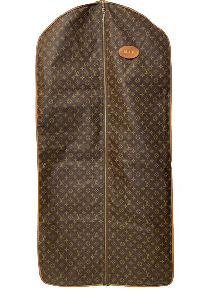 VINTAGE LOUIS VUITTON CANVAS GARMENT BAG 48": VINTAGE LOUIS VUITTON CANVAS LV LOGO GARMENT BAG | LUXURY ACCESSORIES TRAVEL LUGGAGE -48" X 22" APPROX-GOOD VINTAGE CONDITION, WEAR TO SEAM SEE PHOTO, MONOGRAMMED-DP22222