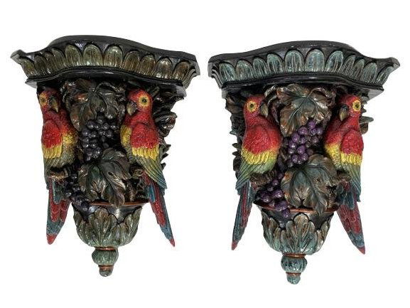 PAIR OF PARROT WALL SCONCE CORBEL SHELVES (1 of 6)