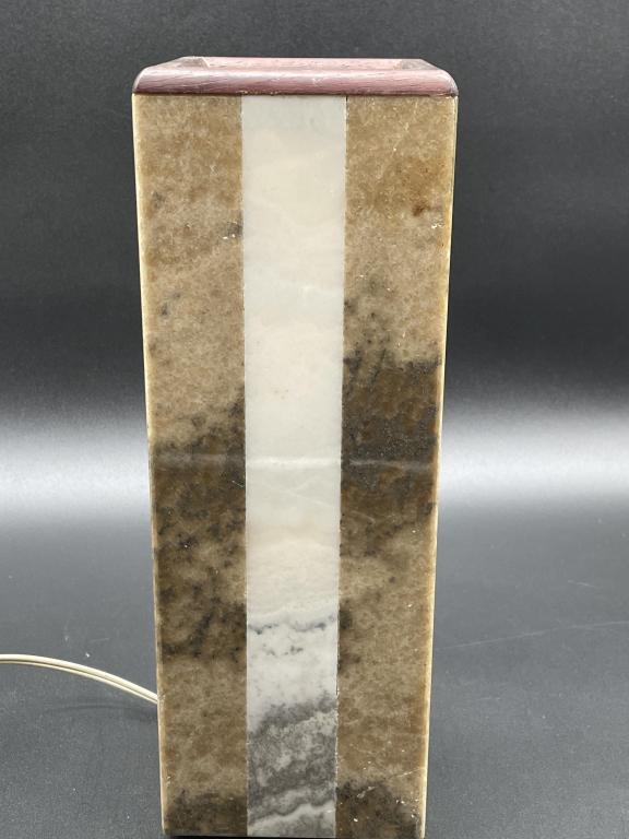VINTAGE ITALIAN BANDED MARBLE COLUMN LAMP 12" (1 of 6)