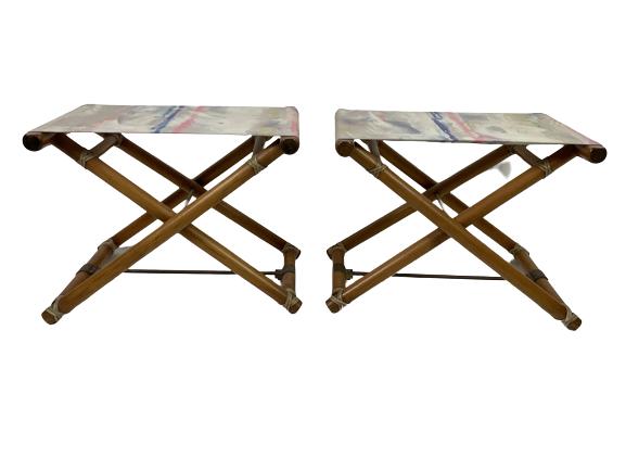 PAIR OF McGUIRE BAMBOO RATTAN LUGGAGE RACKS 23" (1 of 5)