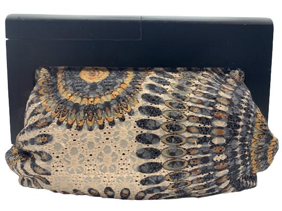 WOODEN HANDLE CLUTCH BAG 6.5" (1 of 4)