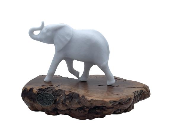 JOHN PERRY WHITE ELEPHANT SCULPTURE FIGURINE: JOHN PERRY WHITE ELEPHANT SCULPTURE FIGURINE -6 X 4 1/2