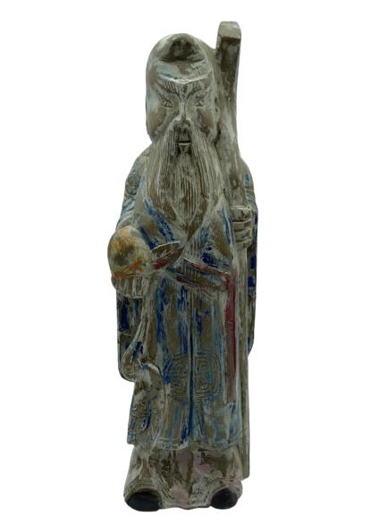 CHINESE STYLE POLYCHROME WOOD DEITY STATUE 16" (1 of 5)