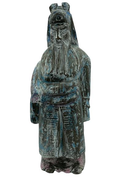 CHINESE STYLE POLYCHROME WOOD DEITY STATUE 16" (1 of 5)