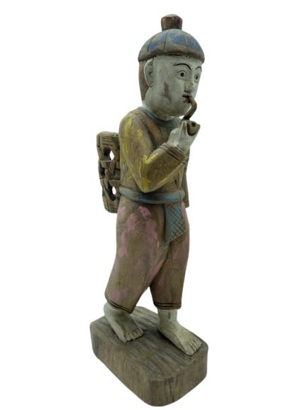 VTG ARTIFACT STYLE POLYCHROME THAI MAN STATUE 18" (1 of 8)