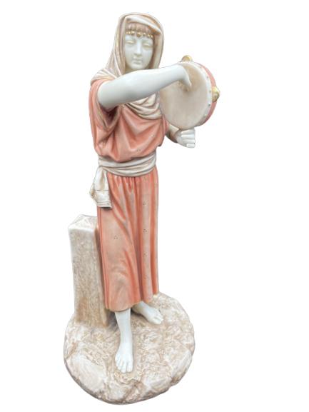 ANTIQUE ROYAL WORCESTER TAMBOURINE PLAYER FIGURINE (1 of 4)
