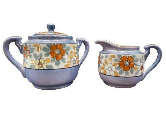 VTG JAPAN LUSTREWARE CREAMER & SUGAR BOWL (1 of 9)