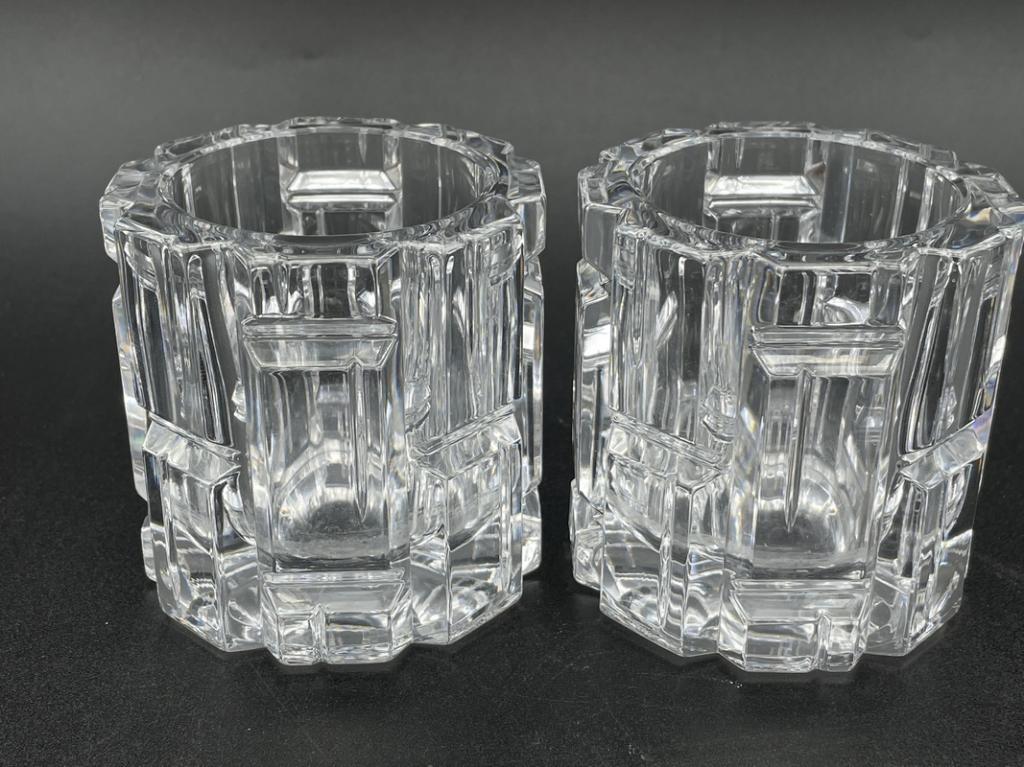 PAIR OF TIFFANY GLASS VOTIVE CANDLE HOLDERS 3" (1 of 5)