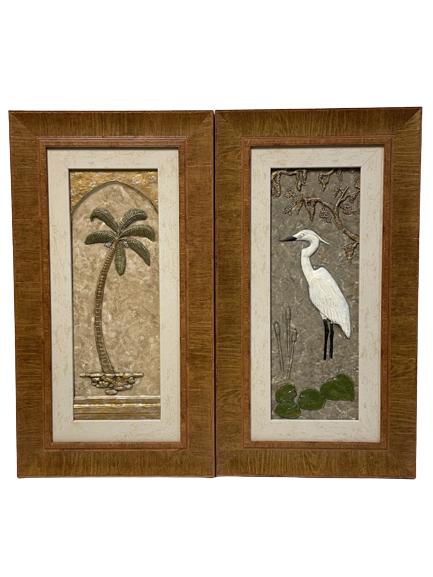 PAIR OF DECORATIVE COASTAL PALM WALL PLAQUES (1 of 4)