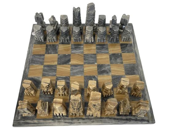 VTG CARVED ITALIAN STONE MARBLE CHESS SET 14" (1 of 7)