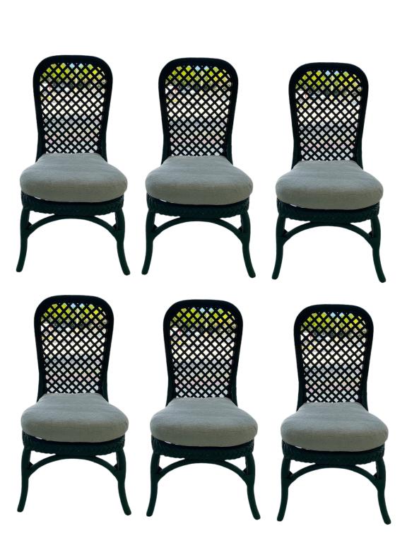 SET OF 6 COASTAL WICKER DINING CHAIRS 38" (1 of 7)