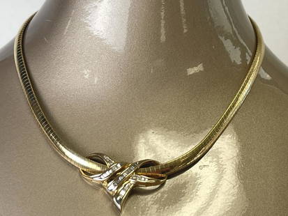 STUNNING 10K GOLD AND DIAMOND NECKLACE 30.1G: STUNNING 10K GOLD AND DIAMOND NECKLACE -30.1 G1/2 CT. DIAMOND BAGETTES-.12CT ROUND DIAMONDS-RETAIL $1900-AVAILABLE FOR PREVIEW AT EL CID- BUT PICK UP AT PGA AUCTION HOUSE