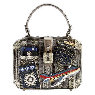 NEW! MARY FRANCES TRAVEL HANDBAG: NEW! Mile High Top-Handle Travel Handbag -8.75 x 2.5 x 6"-Handle Length End to End: 12", Drop: 5"-Chain Strap Length End to End: 48", Drop: -AVAILABLE FOR PREVIEW AT EL CID- BUT PICK UP AT PGA