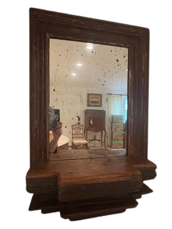 ANTIQUE WOOD CORBEL MIRROR 25" (1 of 4)